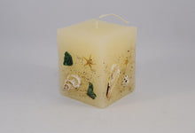 Load image into Gallery viewer, Κερί ορθογώνιο χειροποίητο με κοχύλια και αστερίες